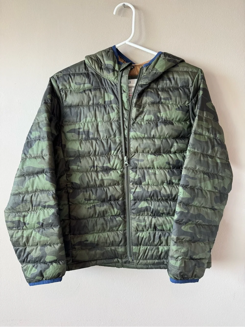 Gap Boys Green Camouflage Transition Lightweight Puffer Coat Jacket Size Large